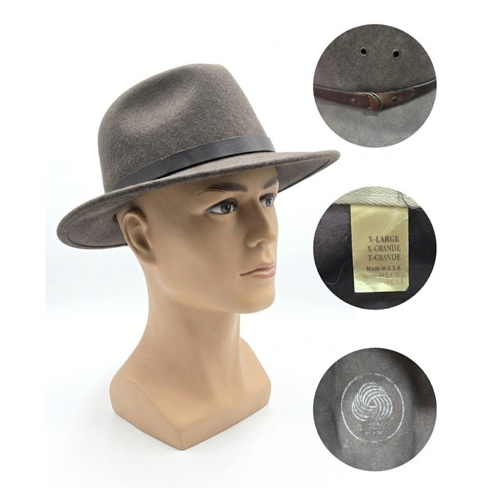 Vintage Dorfman Pacific Wool Felt Safari Fedora Hat Mens XL Brown USA Made